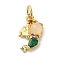 Brass Micro Pave Colorful Cubic Zirconia Glass Pendants, Real 18K Gold Plated, Mermaid, 14.5x8x2.8mm, Hole: 3.2mm
