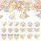 Pandahall 24Pcs 6 Styles Alloy Crystal Rhinestone Pendants, Mixed Shapes, Butterfly, Light Gold, 12.5~24x16~19x2~6mm, Hole: 1.8~2mm, 4pcs/style