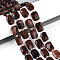 Natural Mahogany Obsidian Beads Strands, Rectangle, Faceted, with Seed Beads, 11.5~12x8x4~5mm, Hole: 0.9mm, about 26~27pcs/strand, 14.57~15.08''(37~38.3cm)