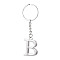 Alloy Keychains, with Split Key Ring, Platinum, Letter B, 90mm, Pendant: 35x26x3.8mm
