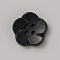 Spray Painted Plastic Buttons, 4-Hole, Flower, Black, 11.5mm