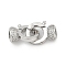 Brass Micro Pave Clear Cubic Zirconia Fold Oval Clasps, Platinum, 21mm
