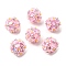 Handmade Polymer Clay Rhinestone Beads, with Reisn & ABS Pave Disco Ball Beads, Round with Flower, Pearl Pink, 18mm, Hole: 2mm