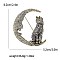 Alloy and Glass Rhinestone Brooch, Moon with Cat Shape, Golden, Clear, 62x52mm
