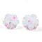 Resin Beads, Round with Flower, with Polymer Clay & Rhinestone, Lavender, 22~26mm, Hole: 2~2.5mm