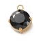 304 Stainless Steel Micro Pave Cubic Zirconia Pendants, Flat Round Charms, Black, 10.5x8x4.5mm, Hole: 1.8mm