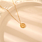 Stylish Stainless Steel Crystal Rhinestone Flat Round with Tree Pendant Necklaces for Women, Golden