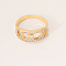 Brass Pave Cubic Zirconia Hollow Geometric Finger Rings for Women, Golden, 7mm, Inner Diameter: Adjustable