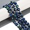Natural Chrysocolla and Lapis Lazuli Beads Strands, Faceted Pentagonal Cut, Flat Round, with Seed Beads, 10~10.5x5~6mm, Hole: 1mm, about 32~33pcs/strand, 15.75''(40cm)