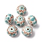 Handmade Porcelain Beads, Rondelle, Famille Rose Porcelain, Medium Turquoise, 14.5~15x10.5~11mm, Hole: 1.8~2mm
