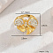 Exaggerated European and American Bowknot Brass Micro Pave Clear Cubic Zirconia Finger Rings for Women, Golden, US Size 8(18.1mm)