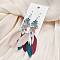 Flower & Feather Alloy Chandelier Earrings, with Glass & Enamel, Antique Silver, 112x40mm