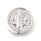 Brass Beads, Flat Round with Priest Pattern, Cadmium Free & Lead Free, Platinum, 11.5x3.5mm, Hole: 1.2mm