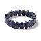 Natural Blue Spot Jasper Oval Beaded Stretch Bracelet, Gemstone Jewelry for Women, Inner Diameter: 2-1/8 inch(5.4~5.5cm)
