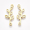 201 Stainless Steel Links connectors, Laser Cut Links, Branch with Leaf, Golden, 25x10x1mm, Hole: 1.5mm