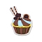 PVC Cabochons, Fruit Cup Cake, Coconut Brown, 31x24x3.5mm