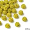 30Pcs Polymer Clay Rhinestone Beads, Grade A, Round, Pave Disco Ball Beads, Citrine, 10x9.5mm, Hole: 1.5mm, 30pcs/set