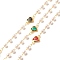Brass Glass Heart Link Chains, with ABS Pearl Beaded, Long-Lasting Plated, Soldered, with Spool, Colorful, 12x7.5x3mm, 6x4mm