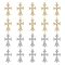 20Pcs 2 Colors Alloy Crystal Rhinestone Pendants, Cross Charms, Platinum & Golden, 32.5x16.5x3mm, Hole: 1.8mm, 10pcs/color