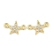 Brass Micro Pave Clear Cubic Zirconia Connector Charms, Star Links, Real 18K Gold Plated, 7.5x12x2mm, Hole: 1.2mm