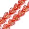 Handmade Foil Glass Beads, Heart, Red, 16x15x9mm, Hole: 1.5mm, 1.5mm, about 24pcs/strand, 12.59~13.18 inch(32~33.5cm)