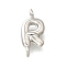 Brass Connector Charms, Lead Free & Cadmium Free, Long-Lasting Plated, Rack Plating, Platinum, Letter R, 13x6.5x2.5mm, Hole: 1.2mm