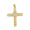 Brass Micro Pave Clear Cubic Zirconia Pendants, Real 18K Gold Plated, Cross, Palm, 36x26~26.5x3~4mm, Hole: 4x3.5mm