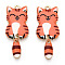 Alloy Enamel Pendants, Golden, Cat Charm, Coral, 39x15.5x2mm, Hole: 2mm