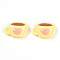 Opaque Resin Cabochons, Coffee with Heart, Champagne Yellow, 13.5~14.5x20x7.5mm