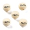 Schima Wood European Beads, Round with Word FAITH, Moccasin, 16x14.5mm, Hole: 4.5mm