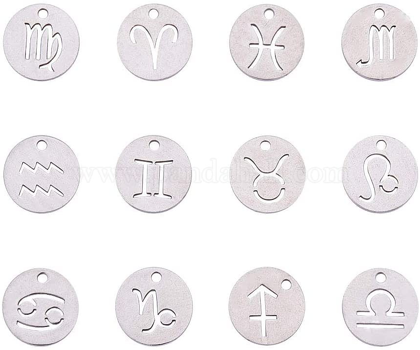 Shop PandaHall Elite 24pcs 304 Stainless Steel 12 Constellations Zodiac