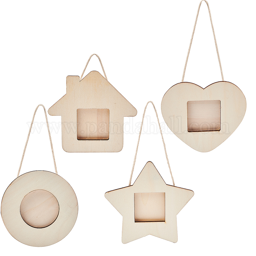 Shop 12 Pieces Unfinished Wooden Photo Frames Mini Picture