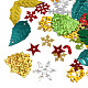 クリスマステーマのプラスチックスパンコールビーズ  ミシンクラフト装飾  ギフトボックス/リーフ/スノーフレーク  ミックスカラー  3.5~16x4~42x0.3~0.5mm  穴：0.8~1.4mm  約14500個/500g KY-C014-01-1