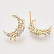 Brass Micro Pave Clear Cubic Zirconia Stud Earring Findings KK-T054-49G-NF-2