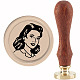 CRASPIRE Retro Lady Wax Seal Stamp 30mm Removable Brass Head Vintage lady Woman Sealing Wax Stamp with Wooden Handle for Envelopes Invitations Gift Cards Decoration AJEW-WH0184-1049-1