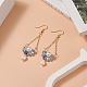 Boucles d'oreilles en perles naturelles et gouttes de verre avec fleur EJEW-TA00222-01-3