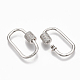 Brass Micro Pave Clear Cubic Zirconia Screw Carabiner Lock Charms ZIRC-T010-10P-2