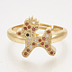 Ciondoli in ottone con zirconi cubici e orecchini a bottone e anelli regolabili set di gioielli SJEW-S043-13-2