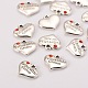 Wedding Theme Antique Silver Tone Tibetan Style Heart with Father of the Groom Rhinestone Charms TIBEP-N005-13A-2