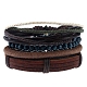 4 Uds. Conjunto de pulseras de cordón de cuero de vaca trenzado ajustable de 4 estilos BJEW-F458-16-1