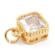 Real 18K Gold Plated Brass Inlaid Cubic Zirconia Charms ZIRC-L100-073G-07-4