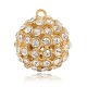 Shining Golden Plated Alloy Crystal Rhinestone Round Ball Pendants RB-J191-01G-1
