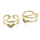Brass Micro Pave Clear Cubic Zirconia Cuff Rings RJEW-S044-097-NF-2