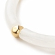 Weißes Acryl-Stretch-Armband mit gebogenem Rohr und ccb-Kunststoff für Damen BJEW-JB08126-02-5