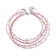 4 pièces 4 style visage souriant fleur acrylique et perles de verre colliers ensemble pour les femmes NJEW-JN04015-1