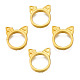 合金ビーズのフレーム  サークルフレーム  マットなスタイル  猫  マットゴールドカラー  13.5x11.5x2.5mm  穴：0.9mm KK-N238-047B-01-2