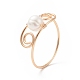 天然真珠の指輪  女性のための銅線ラップジュエリー  ゴールドカラー  usサイズ11 1/2(20.9mm) RJEW-JR00523-1