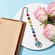 7 perla di pietra preziosa chakra e segnalibri pendenti con bottiglia dei desideri a forma di cuore in vetro turchese sintetico AJEW-JK00313-04-2