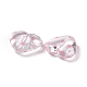透明なアクリルビーズ  水玉柄の心  透明  ピンク  15.5x17.5x6mm  穴：1.7mm OACR-C009-05F-3