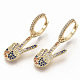 Brass Micro Pave Colorful Cubic Zirconia Dangle Hoop Earrings EJEW-S208-067-2